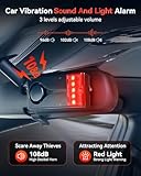 Car Anti-Theft Vibration Alarm, ELECTOP 108dB Car Vibration Sound & Light Alarm, Wireless Remote Vibration Sensor Car Alarm Vehicle Security Alarm System Automotive Warning Interior Safety Red Light