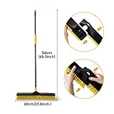 Yocada 24 inch Push Broom Brush 65.3 inch Long Handle Stiff Bristles Heavy-Duty Outdoor Commercial Broom for Cleaning Bathroom Kitchen Patio Garage Deck Concrete Wood Stone Tile Floor