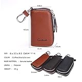 Contacts-Genuine Leather Car Key Keychain Holder Metal Hook and Keyring Zipper