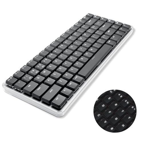 Macally 75% Mac Mechanical Keyboard Wireless - Multi Device, Backlit, Tactile Blue Switches, Rechargeable - Mac Bluetooth Keyboard - Compact Wireless Keyboard for Mac Professionals - Black/Gray