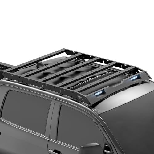 YZONA for Tundra Crew Max Roof Rack Cargo Basket Compatible with 2007-2021 Toyota Tundra CrewMax Cab with 2 LED Lights, Rooftop Truck Cargo Carrier Top Luggage Storage Holder