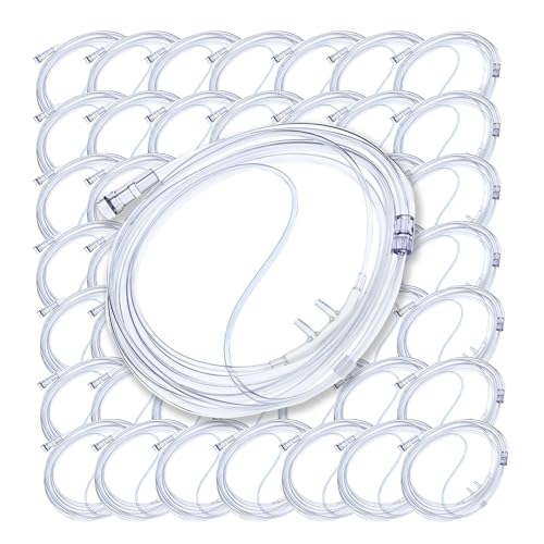 Mend You Medical Curved Tip Cannula Nasal Tubing for Oxygen. Hospital Grade 7 Foot Oxygen Tubing, Hi-Flow Oxygen Tube, Universal Connector, Soft Kink Resistant Air Tubing Latex Free (50 Cannulas)