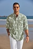 COOFANDY Men's Floral Hawaiian Shirt Long Sleeve Beach Shirt Casual Button Down Shirt