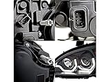 AmeriLite Black Projector Replacement Headlights Dual LED Bar Set For Freightliner Columbia (Pair) High/Low Beam Bulb Included