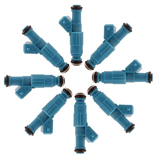 Fuel Injectors SCITOO 8pcs 4 Hole OEM Blue 0280155715 Fuel Injector fit for Ford for Chevrolet for Dodge for Jeep for Lotus for Pontiac for Porsche