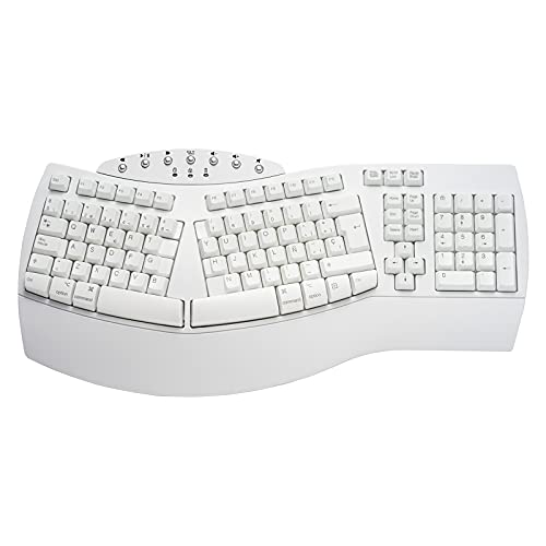 Perixx PERIBOARD-612W ES Teclado Inalámbrico 2.4GHz con divisiones - Sistema Dual y Bluetooth 4.0 - Compatible con Windows y macOS - Blanco - QWERTY Español…