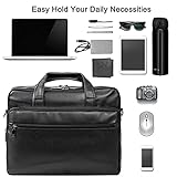 Leather Laptop Bag,Men's 17.3 Inches Messenger Briefcase Business Computer Satchel Handbag Shoulder Bag Fits 17.3 Inch Laptop Case Computer Tablet Black