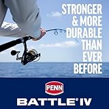 PENN Battle IV Size 5000 Spinning Fishing Reel, Full Metal Body and Sideplate, CNC Gear Technology, Hydro Armor Seals Critical Area from Water Intrusion, HT-100 Drag System