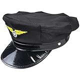 Aichiyu Captain Pilot Hat Airline Pilot Captain Aviator Airplane Navy Costume Hats Cap for Men Women, Pack of 4 (Black)