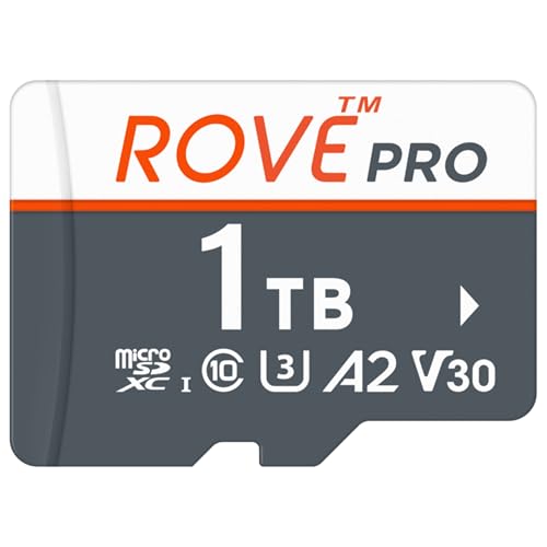 ROVE PRO 1TB Micro SD Card microSDXC Memory Card with Full-Size SD Adapter 100MB/s Read Speed, C10, U3, V30, 4K, A2 for R2-4K Dual Dash Cam, Android Smart Phones, Tablets, Games