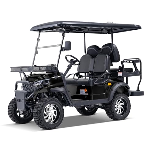 Viplay Electric Golf Cart, Solar Charging 4 Seats Passenger Luxury Cruiser with 51.2V Lithium Battery/5,000 Watt Electric Motor, 56 Miles Range for Golf, Hotel, Beach, Farm, Parks