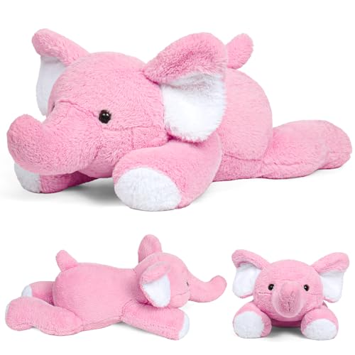 JellyMallow 5lbs 24in Elephant Weighted Stuffed Animals, Weighted Stuffed Animal Elephant Pillows Plushies Gifts for Kids and Adults(Pink)