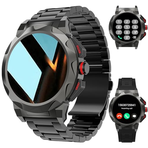 LOYEWAIER Men Smart Watch (Answer/Make Call) Newest Fitness Tracker Heart Rate Pedometer Calories 100+ Sport Modes Ip68 Waterproof Rugged Military Tactics Smartwatch Men for Android iPhone (Black)