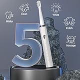 Y-Kelin V-Shaped Orthodontic Electric Toothbrush for Braces, Sonic Toothbrush with 2 Concave Replacement Heads and 2 Convex Replacement Heads, Soft Bristle, 5 Modes IPX7 Waterproof (White)