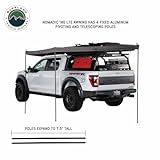 Overland Vehicle Systems HD Nomadic 180 LTE Awning - Dark Grey Body with 1000G PVC Black Travel Cover - Universal Vehicle Fitment - Brackets and Hardware Included