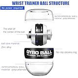 Glimin 4 Pcs Wrist Trainer Ball Auto Start Hand Gyro Ball Wrist Strengthener Self Starting Forearm Exerciser with Bag and Strap for Strengthening Arms Fingers Wrist Training (Black,Without Light)