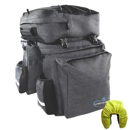 Lumintrail 3-in-1 Bike Panniers - 40L Bicycle Pannier & Backpack Carrier Bike Bags - for Secure Bicycles Rear Rack Mounting Panniers - Ideal for Commuting & Touring Cyclists