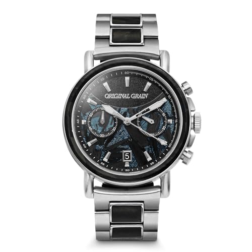 Original Grain Forest Fire Chrono 44mm || Alterra Chrono Collection, 316L Stainless Steel, Adjustable Watch Band | 10ATM Water-Resistant & Scratch-Resistant | Reclaimed Wood Watch Forest Fire