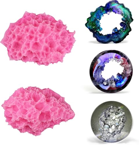 Silicone Inserts for Casting Resin geode Agate Crystal Windows, with a druzy Texture, 2 Pieces
