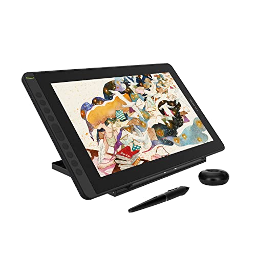 2021 HUION KAMVAS 16 Graphics Drawing Tablet with Full-Laminated Screen Anti-Glare 10 Express Keys Android Support Battery-Free Stylus 8192 Pen Pressure Tilt Adjustable Stand - 15.6 Inch Pen Display