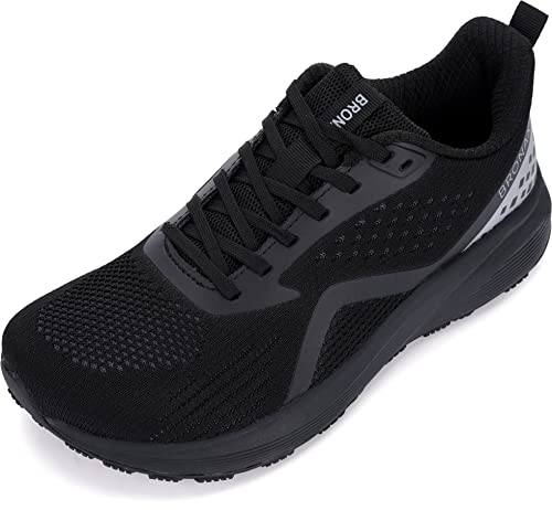 BRONAX Mens Wide Toe Box Running Tennis Shoes Gym Tennis Athletics Size 12 Sports Mesh Walking Rubber Outsole Sneakers for Male Black 46