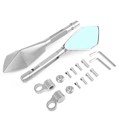 For Yama&ha YP400 MAJESTY 400 125 250 2005-2014 Motorcycle CNC Aluminum Rearview Mirrors Universal Blue Anti-glare Glass Rear View Side Mirror(Silver)