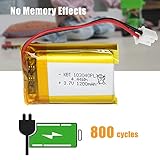 KBT 3.7V 1200mAh Li-Polymer Battery: 103040 Lipo Rechargeable Lithium-ion Replacement Batteries with PH 2.54 JST Connector, PH1.25/2.0 JST Connector for Replacement - 4Pack