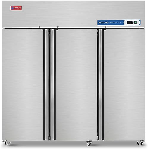 WESTLAKE Commercial Freezer 72"W 3 Door 3 Section Stainless Steel Reach-in Fan Cooling 54 Cu.ft Freezer for Restaurant, Bar, Shop, etc