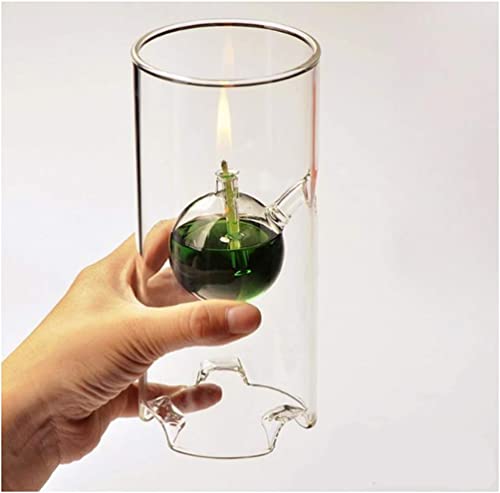 MEMEOKON Glass Oil fire Warm Light Borosilicate Includes Bliss Suspended Hurricane Candle Holder Sleeve Birthday Lamp (7 inch)