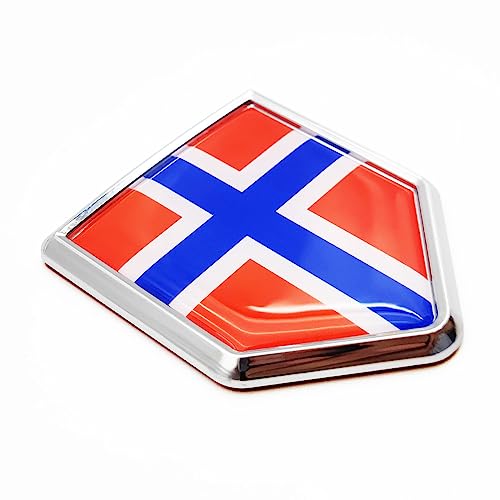 Overdecor Norway Flag Decal Stickers Car Emblem Norwegian Car Accessories Decorations Chrome Shield Flag Sticker Decals for Cars Truck Vehicles, 2 Pack