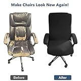 Melaluxe Office Chair Cover with Armrest Covers， Universal Stretch Desk Chair Cover, Computer Chair Slipcovers (Size: L) - Black