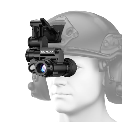 GOYOJO Night Vision Goggles Helmet-Mounted Monocular | 1080P HD NVG with 6X Zoom & Adjustable Infrared | IP66 Waterproof for Hunting, Surveillance, Camping | Built-in Compass (100% Darkness)