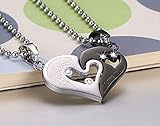 MAXVIN Matching Necklace For Couples Titanium Promise Love Stainless Steel Pendant Necklaces for Him,Her Jewelry Set Gifts for Anniversary-Heart Shape