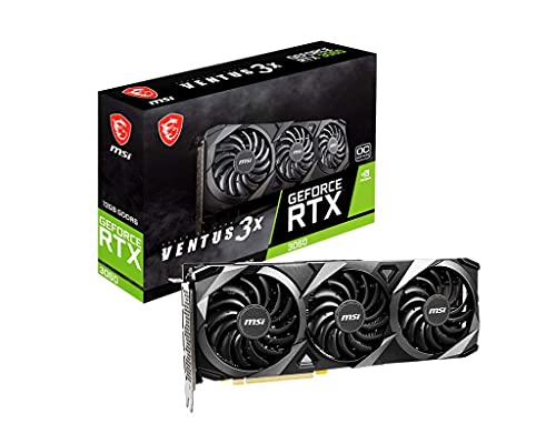 MSI Gaming GeForce RTX 3060 12GB 15 Gbps GDRR6 192-Bit HDMI/DP PCIe 4 Torx Triple Fan Ampere OC Graphics Card (RTX 3060 Ventus 3X 12G OC) (Renewed)