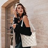 Quilted Crossbody Bags for Women, Unique Pattern Strap Quilted Bag, Crossbody Purses for Women, Quilted Puffer Bag for Women (Off white)