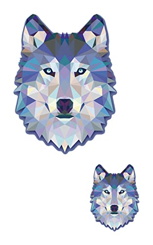 Geometric Wolf Iron-On Patch - Heat Transfer Decal for Clothing, Bags, Hoodies & More - Washable DIY Patch for Personalization