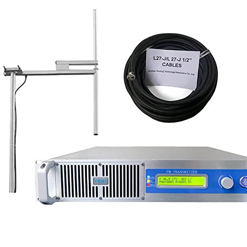 FM Broadcast Transmitter 1000W with 30M Cable and Antenna, FM Radio Broadcast Transmitter Long Range for Church Radio Station Professional Transmitter