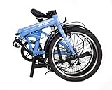 ZiZZO Via 20” Folding Bike-Lightweight Aluminum Frame Genuine Shimano 7-Speed 26lb (Light Blue)