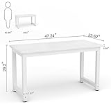 Tribesigns Modern Simple Computer Desk, 47 inch Office Desk Computer Table, Study Writing Study Desk for Home Office, White