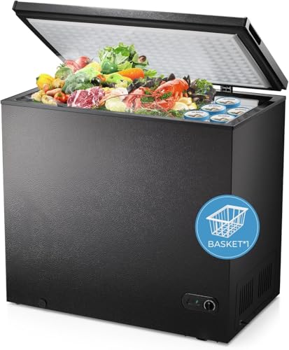 Electactic Chest Freezer 7.0 Cubic Feet Compact Freezer with 3 Removable Baskets, Free Standing Top open Door Deep Freezer, Adjustable Temperature for Home Dorm, Bar, Basement, Kitchen