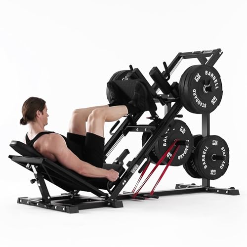 GMWD Leg Press Hack Squat Machine Combo, DD06-V2 Leg Exercise Machine with Linear Bearing, Lower Body Special with Weight Storage for Quads, Hamstring, Glutes, Calves, Heavy Duty Home Gym