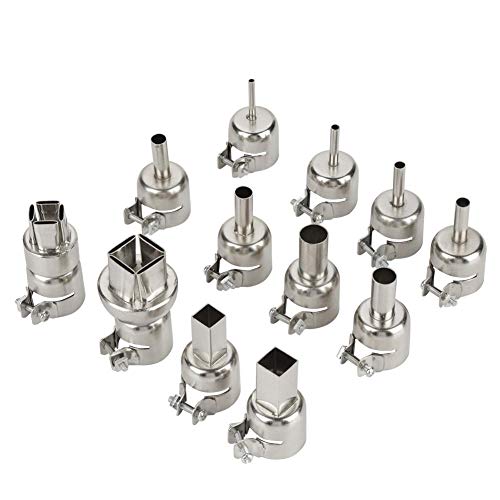 Hilitand 12pcs Steel Heat Gun Nozzles Kit for 850 Hot Air Soldering Station Repair Tool Accessory - Heat Resisting
