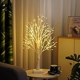 2 Pack 144 LED Artificial Tree Lamp with Timer, DIY Birch Tree with LED Lights, Lighted up Tree Lamp USB/Battery Powered, Fairy Light Spirit Tree for Table Home Bedroom Christmas (Warm White)