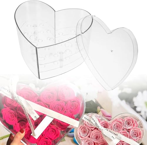 Heart Vase, 2025 New Clear Acrylic Flower Vase Heart Shaped Boxes for Flowers, Valentine's Day Heart Acrylic Stand Heart Shaped Floral Arrangement Box for Wedding Dining Table Home Decor