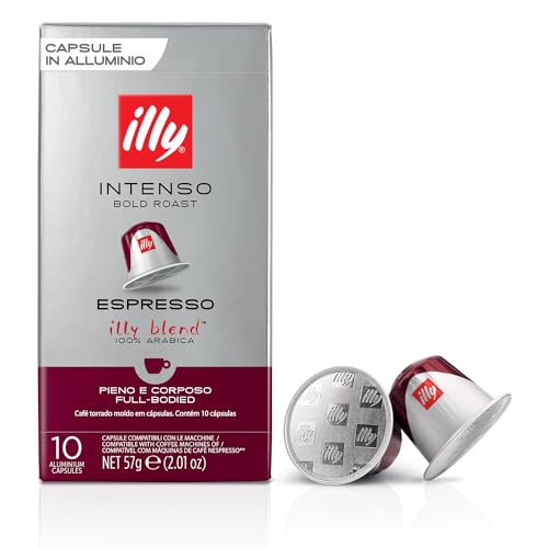illy Aluminum Espresso Capsules - Compatible with Nespresso Machines - Intenso Bold Roast Coffee - Full of Flavor - Notes of Cocoa and Dried Fruit - Single Serve Capsules - 10 Count (Pack of 10)