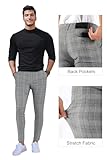 GINGTTO Grey Plaid Pants for Men Slim Fit,Chinos Pants Men Stretch 33