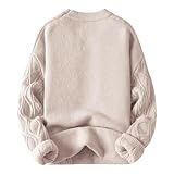 Aelfric Eden Oversized Sweater 90s Vintage Heavy Knitted Sweater Long Sleeve Sweater Women Woven Crewneck Pullover Beige