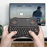 Rii 2.4GHz Mini Wireless Keyboard with Touchpad＆QWERTY Keyboard, Backlit Portable Keyboard Wireless with Remote Control,Built-in Mic and Headphone Port for Online Voice Communication,K28 (Black)