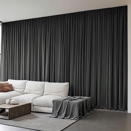Grichril Home Theater Curtains Soundproof Room Separator - Room Divider Curtains for Track System or Rod with Hooks - Privacy Floor to Ceiling Curtain for Wall Ceiling Mount Track, 1 Panel