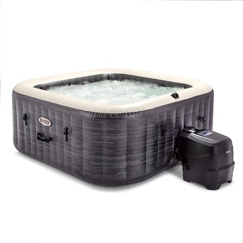 INTEX PureSpa Greystone Deluxe Inflatable Hot Tub, with with Built-in FastFill Inflation System, Spa Control App, and 4 Person Capacity, 83" x 28"